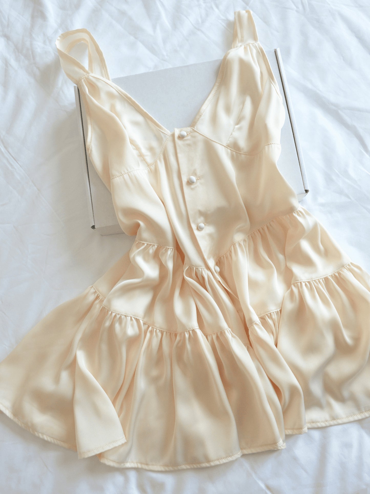 Cream Satin Slip Dress