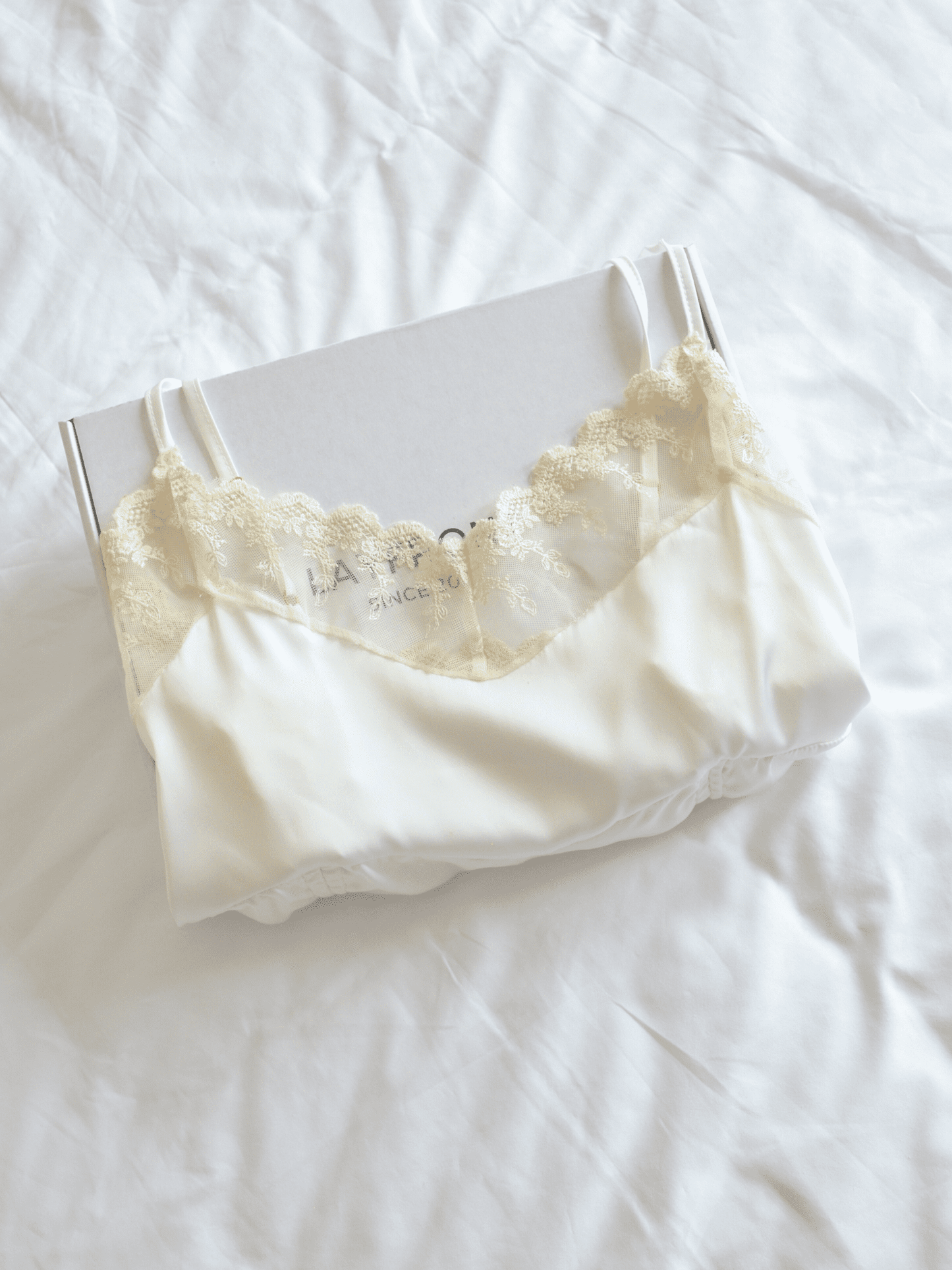 White Satin Lace Drawstring Slip Dress