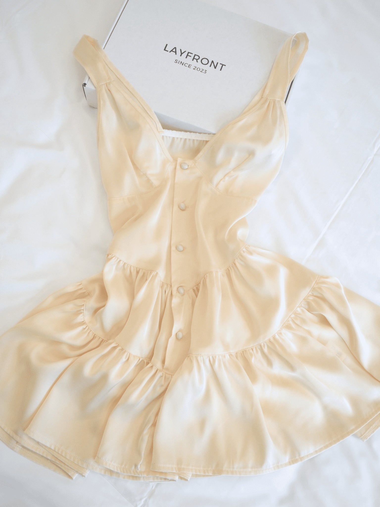 Cream Satin Slip Dress