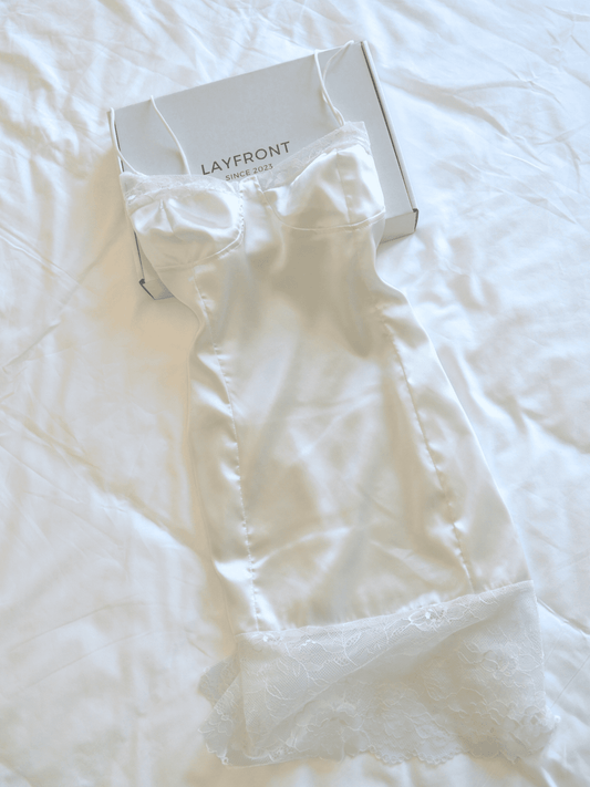 Sexy Silky White Midi Slip Dress